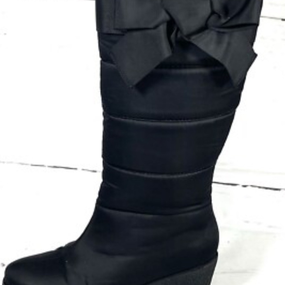 Kate Spade Black Wedge Boots with Bow